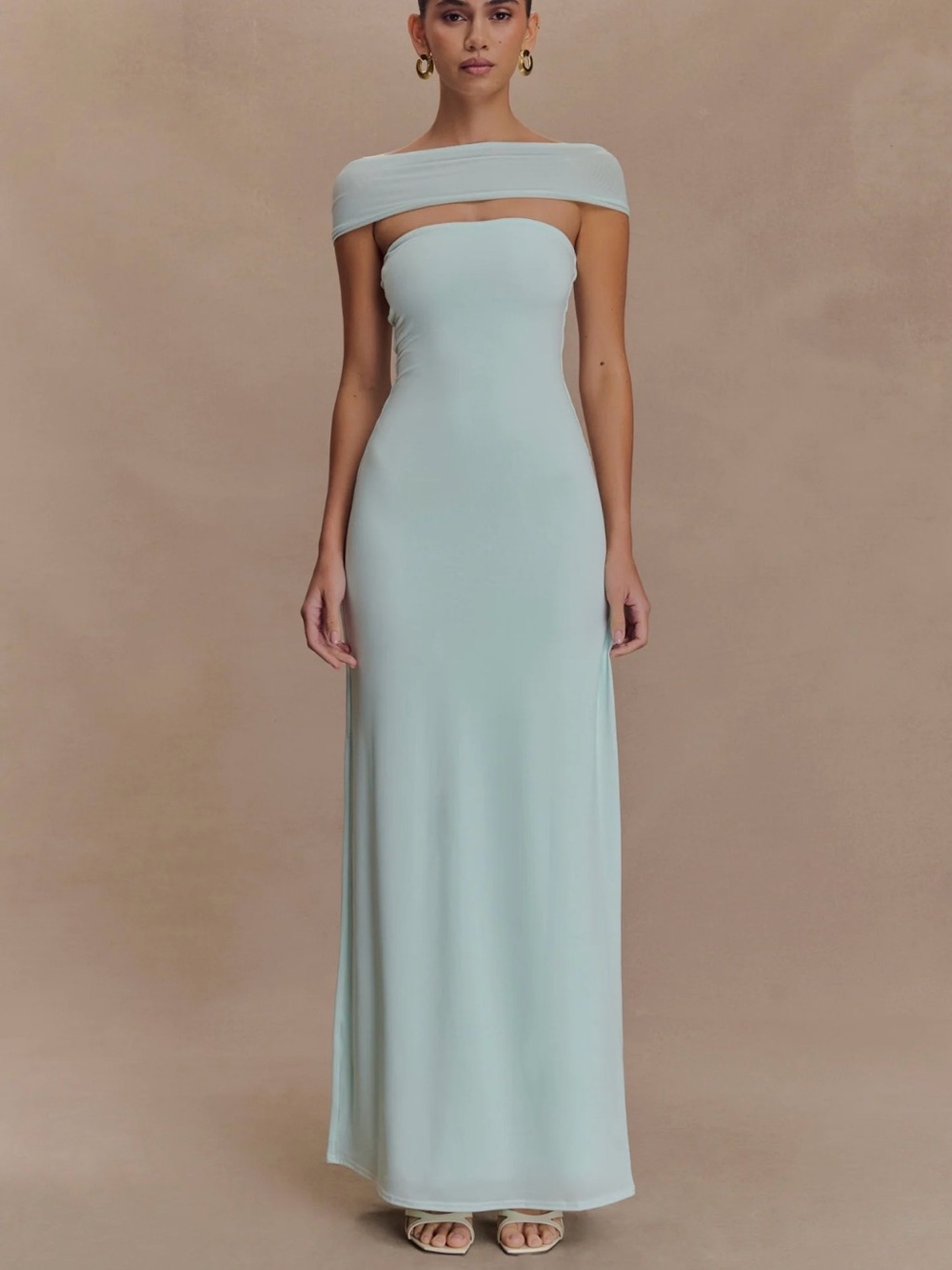 Meshki Mint Green Off-Shoulder Maxi Dress